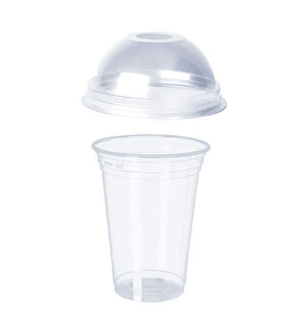 VASO 12 PET CON TAPA DOMO